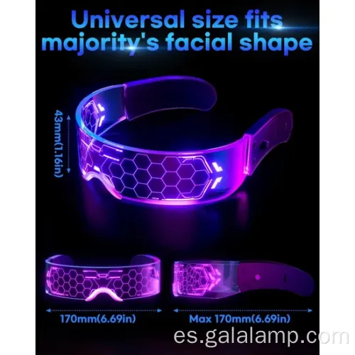 Gafas de barra de sonido iluminadas de colores de ciencia ficción